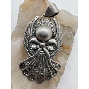 Vintage Sterling Silver Angel Cherub Bow Pendant 925 SA Thailand Figural 7g‎